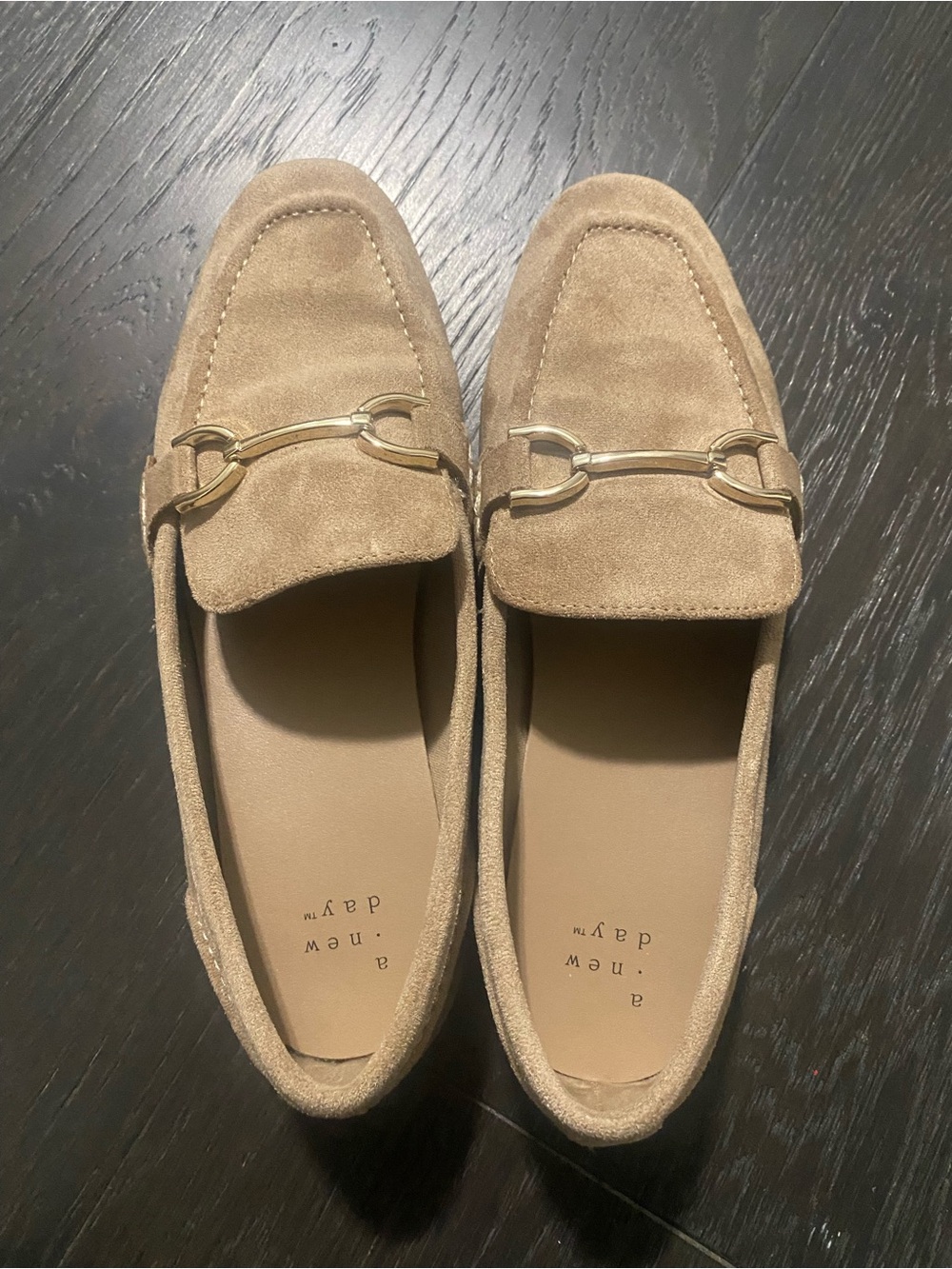 A New Day Tan Suede Bit-Detail Slip-On Loafers